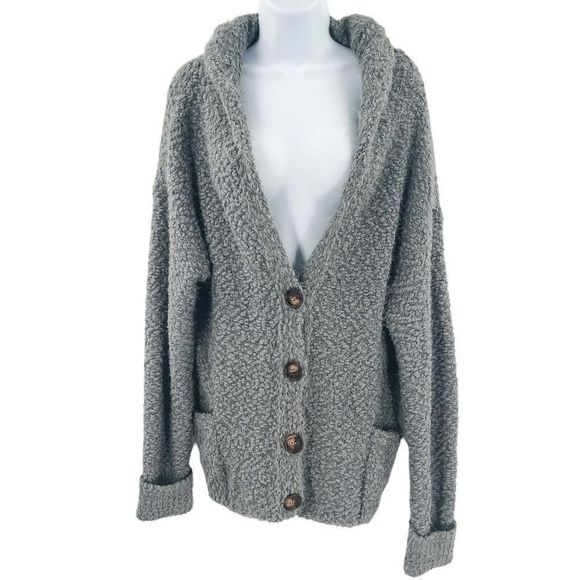 POL Urban Outfitters Sherpa Hooded Button Front Cardigan Sweater - Picture 1 of 6